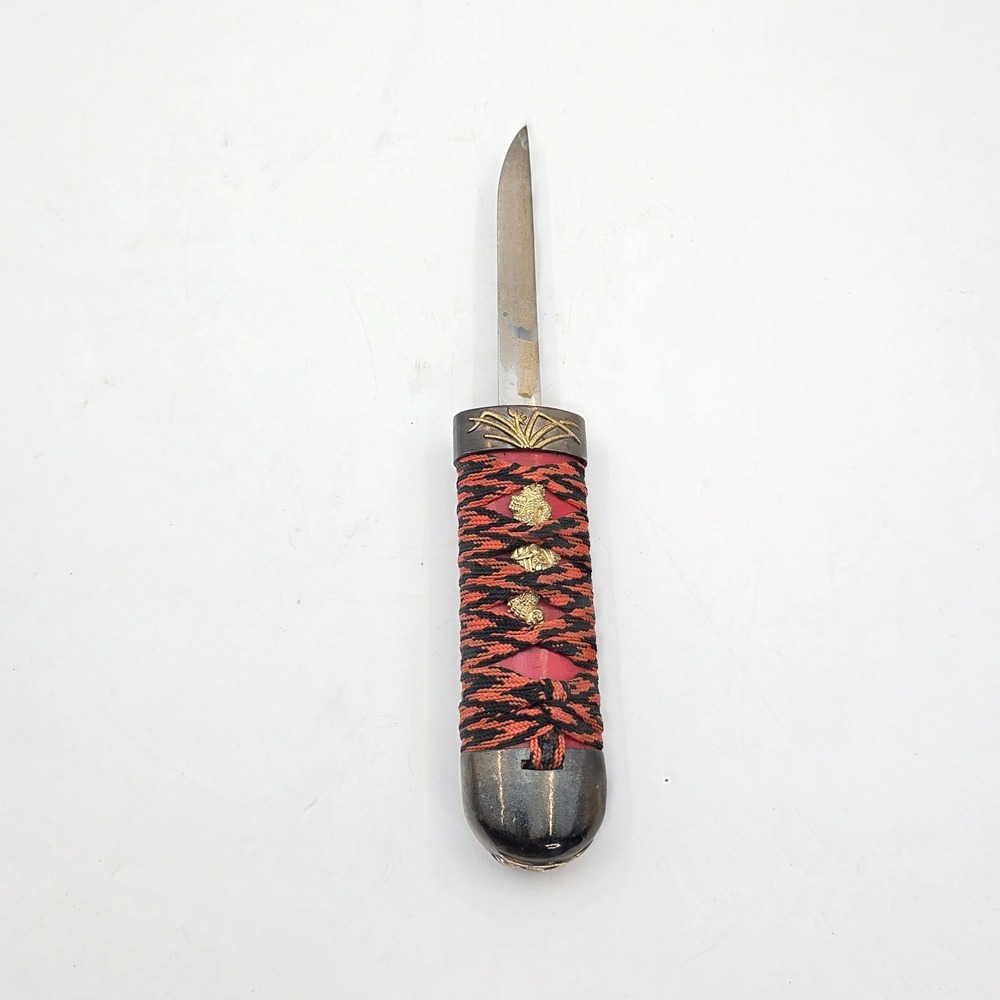 Japanese Style Letter Opener Tanto Red Black Cord Wrap Hilt 8.75 Inch H4